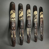 Set of Five 39 Inch Hand Carved African Style Decorative Tribal Masks Wall Decor