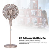 Mini Dollhouse Fan, 1:12 Dollhouse Mini Metal Fan Miniature Electric Fan Models for Dollhouse Living Room Furniture Accessories(Gold)