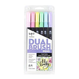 Tombow 56213 Dual Brush Pen Art Markers, Pastel, 6-Pack. Blendable, Brush and Fine Tip Markers