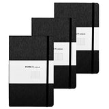 POPRUN 3 Pack Journal Notebooks, Classic Lined Journals Diary Bullet Hardcover for Work, Travel, Writing, Medium 5.3 X 8.5 Inches, 192 Pages (Black)