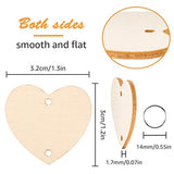 eZAKKA Wooden Heart Slices Discs Tags, 100 Pieces Unfinished Wood Love Ornament Hanging Crafts Gift with Ring for Wedding, Valentine's Day, Party, DIY Projects Card Making