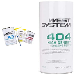 West SystemWEST System 105B Epoxy Resin (126.6 fl oz) (3 Items) & 404-45 High Density Filler 43oz, Off-WhiteWest System