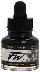 Daler-Rowney F.W. Acrylic Ink 1 oz Bottle - Black (India)