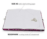 VIPbuy Magic Reversible Pink Heart Sequin Notebook Diary Lined Travel Journal with Lock and Key for Kids Girls, Size A5 (8.5" x 5.5"), 78 Sheets
