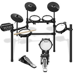 Electric Drum Set,Kmise All Mesh Drumhead Electronic Drum Kit for Professional Adults Beginners with Dual-Trigger Cymbals,5A Drumstick,225 Sounds,15 Set Drum Track,Support MIDI Headphone,Recording