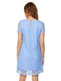 Romwe Women's Short Sleeve Summer Lace Wide Hem Dress Sky Blue_no Stretchy Medium