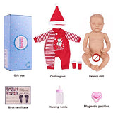 JIZHI Christmas Outfit Realistic Newborn Baby Dolls 17 Inch Reborn Baby Dolls Full Vinyl Body Real Life Baby Doll with Feeding kit and Toy Accessories for Kids to Act Mom & Collection