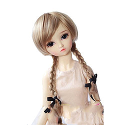 High Temperature Synthetic Fiber Long Blonde Braided Wavy Hair Doll Wig for 1/3 1/4 1/6 BJD Doll Wigs