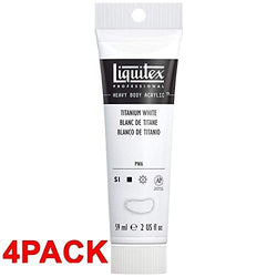 Liquitex Professional Heavy Body Acrylic Paint (Titanium White, 4 Pack 2-oz Tube)