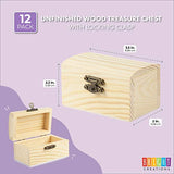 Bright Creations Unfinished Wood Treasure Chest Box with Lid & Locking Clasp (12 Pack)