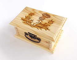 Scottish Thistle Latched Wooden Box : Free Engraved Personalization