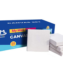 COLOR MAGIC Mini Stretched Canvas 2x2 Inch/24 Pack - Square Canvas for Kids, Ideal for Painting & Craft