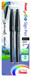Pentel Arts Sign Pen, Black Ink, 2 Pack (S520BP2A)