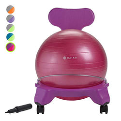 Gaiam Kids Balance Ball Chair - Classic Children's Stability Ball Chair, Alternative School Classroom Flexible Desk Seating for Active Students with Satisfaction Guarantee, Purple/Pink