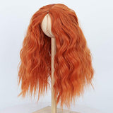 Miss U Hair 9-10 Inch 1/3 BJD Doll Wig MSD DOD Pullip Dollfie Long Kinky Curly Hair Not for Human (Center Part Orange)