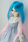JD106 8-9inch 9-10inch MAGA BJD Doll Wigs Kanekalon Fiber Doll Wigs (Blue+Pink, 8-9inch)