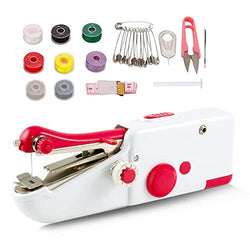 Handheld Sewing Machine, Mini Handheld Sewing Machine for Quick Stitching,Portable Sewing Machine Suitable for Home,Travel and DIY,Electric Handheld Sewing Machine for Beginners,Red