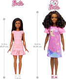 My First Barbie Preschool Doll, "Brooklyn" with 13.5-inch Soft Posable Body, Deluxe Party & Bedtime Clothes & Accessories, Black Hair