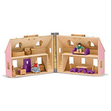 Melissa & Doug Fold and Go Wooden Dollhouse With 4 Dolls and Wooden Furniture