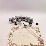 Crystal Glass Pen set, calligraphy pen set, 12 bottles of ink， Great gift for graduation, birthdays and other special occasions