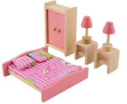Glamorway Baby Kids Play Pretend Toy Design Wooden Doll Furniture Dollhouse Miniature Toy Children Gifts for Bedroom