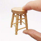 BARMI 1/12 Doll House Wooden High Stool Miniature Living Room Furniture Accessory,Perfect DIY Dollhouse Toy Gift Set
