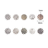 Pandahall 1 Box (about 525pcs) 9x4mm Mixed Color Iron Flower Bead Caps, 10g/compartment