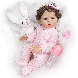 Yesteria Reborn Baby Dolls Silicone Full Body, 18 Inch Realistic Silicone Baby Doll, Lifelike Reborn Doll Girl in Pink Pajamas, with Accessories and Certificate of Adoption
