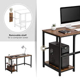 VASAGLE ALINRU Computer Desk, 55.1-Inch Long Home Office Desk for Study, Writing Desk with 2 Shelves on Left or Right, Steel Frame, Industrial, Rustic Brown and Black ULWD55X