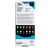 Mont Marte Premium Metallic Acrylic Paint Set, 12 x 1.02oz (36ml) Tubes, 12 Colors, Suitable for Most Surfaces Including Canvas, Card, Paper and Wood