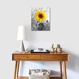 Texture Canvas Print Sunflower Wall Art - Bump Simulation Hand-Painted Yellow Flowers Painting for Bedroom Bathroom Living Room Wall Decor 12 x 16inch x 1 panel