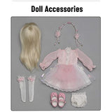 KDJSFSD BJD Dolls BJD Doll 1/6 Cartoon Girl SD Dolls 10.6 Inch 18 Ball Jointed Doll DIY Toys with Beautiful Pink Dress Socks Shoes Wig Makeup Birthday Gift