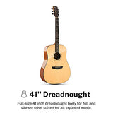 Donner Acoustic Guitar Beginner Adult Soild Spruce Top Dreadnought Acustica Guitarra Bundle Starter Kit Full Size 41 Inch with Gloss Finish Bag Tuner Truss Rod Pickguard String Winder DAD-812
