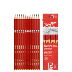 Pepy Aero Graphite Professional Drawing Pencils - Set of 12 2B Pre-Sharpened Black Lead Pencils; Perfect for Drawing, Sketching and Shading, Graphic and Fine Art