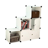 C&AHOME - DIY Closet Organizer Media Storage Cabinet 6 Cube Toy Rack with Doors, Marble Color