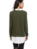 Romwe Women's Classic Collar Long Sleeve Curved Hem Pullover Sweatshirt Green XL