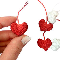 Miniature Hearts Set, Crochet Valentines Day Favor Ornament, Handmade Garland