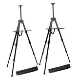 Artist Easel Stand,Extra Thick Aluminum Metal Tripod Display Easel 17 to 56 Inches (2 Pack Black)