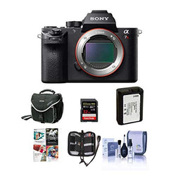 Sony a7R II Alpha Full Frame Mirrorless Digital Camera Body - Bundle with Camera Bag, 32GB Class 10 U3 SDHC Card, Spare Battery, Cleaning Kit, Memory Wallet, Pc Software Package