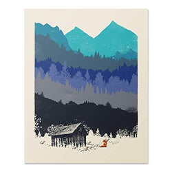 Wilderness Nature Art Print - Mountain Forest Fox Outdoor Landscape 8 x 10