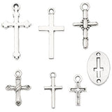 Korlon 30 Pcs Crosses Charms Antique Silver Cross Crucifix Pendants Jewelry Findings for DIY