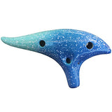 12 Hole Sweet Potato Ocarina Graceful Shape Pottery Ocarina Instrument in Alto C(Starry Blue)