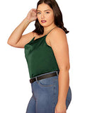 Romwe Women's Plus Size Draped Neck Casual Spaghetti Strap Satin Cami Tank Top Green 4X Plus