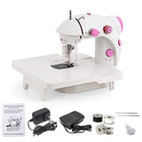 Sewing Machine Mini Electric Portable Mending Machine Lightweight Double Thread 2 Speed Multifunctional Crafting Machine with Foot Pedal for Beginners