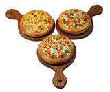 3 Pieces Pizza Dollhouse Miniature on Wooden Tray, Dollhouse Food Dollhouse Kitchen Miniature
