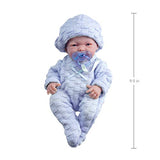 Mini La Newborn Boutique - Realistic 9.5" Anatomically Correct Real Boy Baby Doll dressed in BLUE – All Vinyl Open Mouth Designed by Berenguer