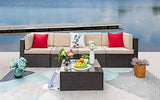 GUNJI 5 Pieces Patio Furniture Sets Outdoor Sectional Sofa Outdoor Furniture Set Patio Sofa Set Conversation Set with Table and Cushion (Beige)