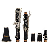Aisiweier B-Flat Clarinet Black Ebonite Clarinet For Student Beginner, With Nickel-plated Keys,Belt, Joint Grease, White Gloves, Soft Polishing Cloth, 8 Mouthpiece Cushion, Hard clarinets