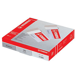 STABILO LEGACY LARGE WHITE ERASER PLASTIC RUBBER ERASERS [Box of 20 Erasers]