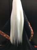 BJD Doll Wig 9-10inch(21-24cm): 1/3 BJD SD, Fur Wig Dollfie / White Extra Long Straight Hair